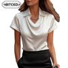 Moda feminina casual cor sólida estampa manga curta blusas e camisas POLO