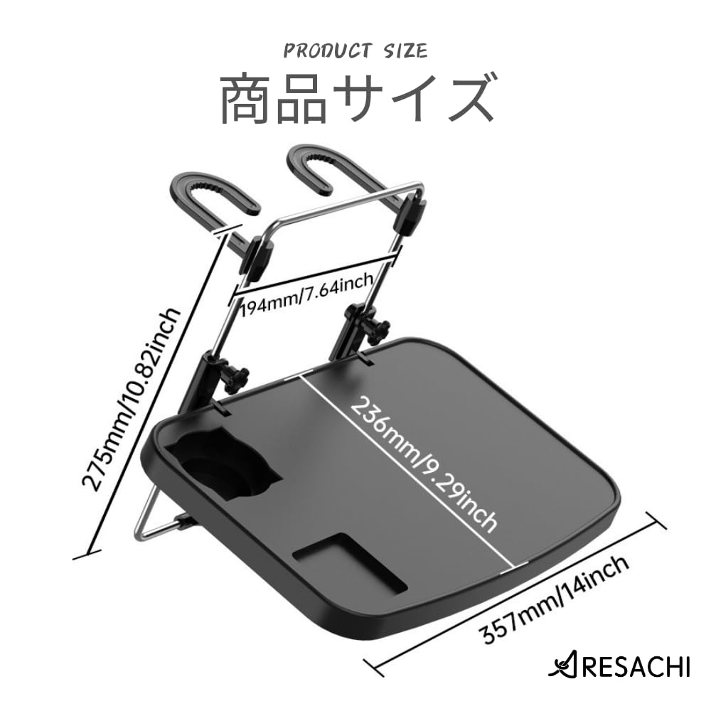 ARESACHI Car Steering Rear Seat Back Car Interior Drink Black Table, Wheel, Table, Holder,