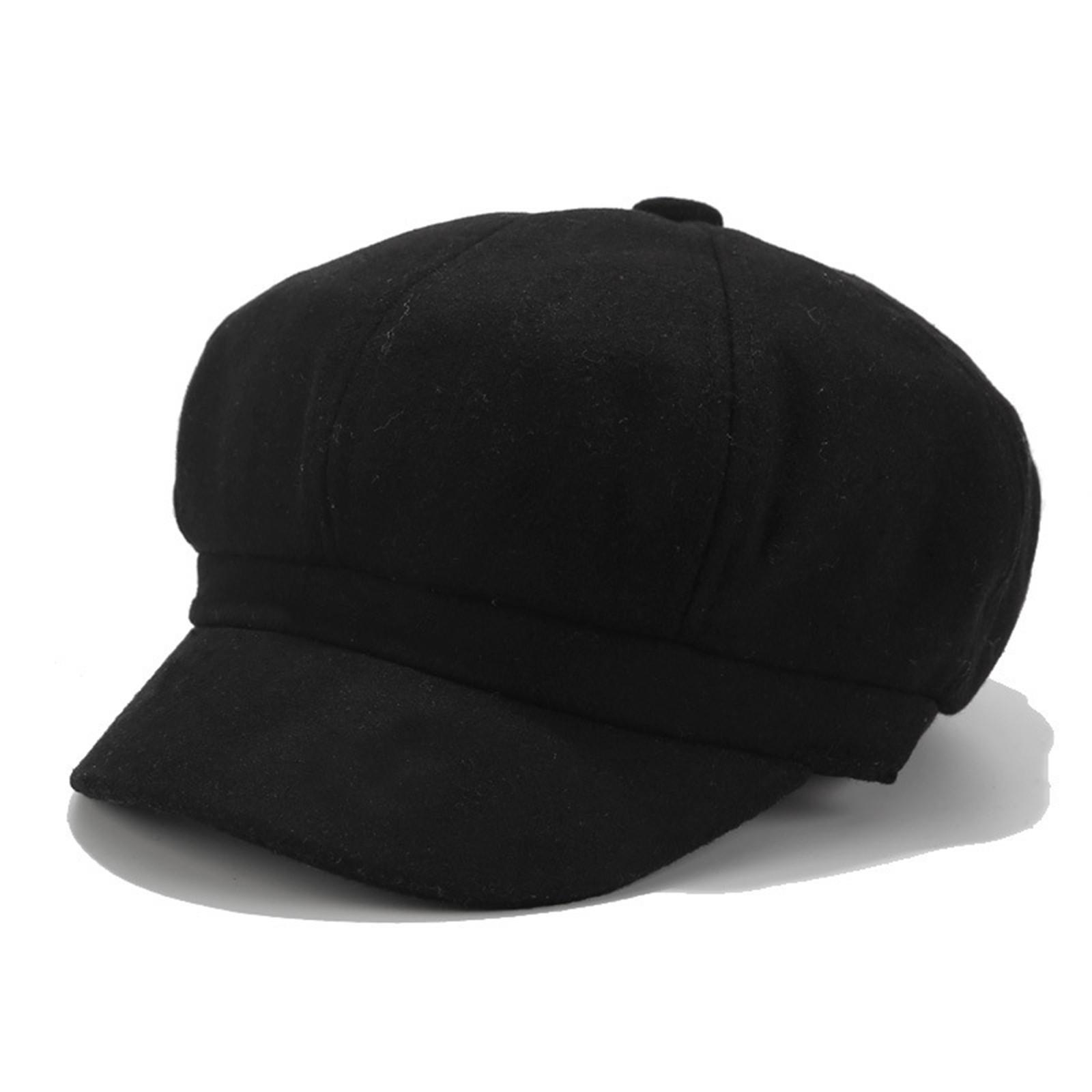 

Женская восьмиугольная шапка из однотонной шерстяной ткани M чёрный