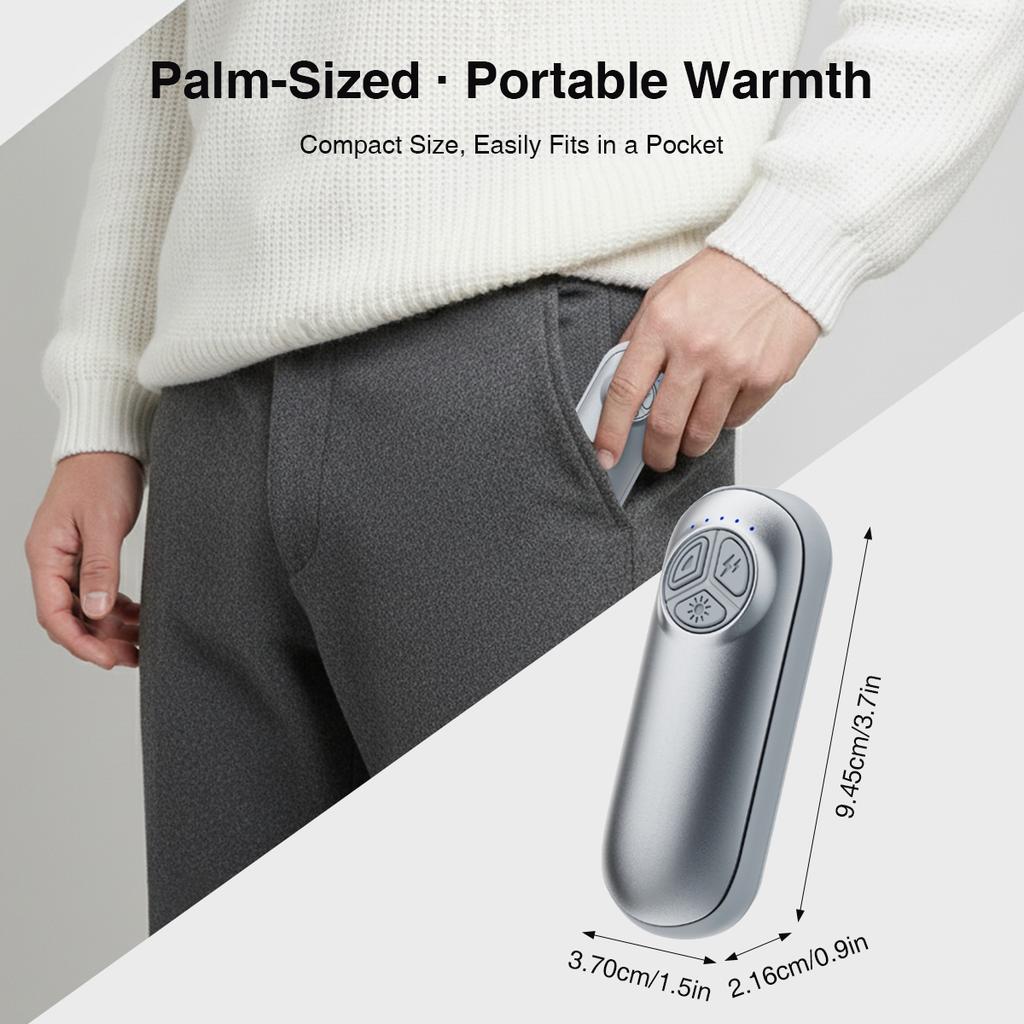 2 Pack Hand Warmers Rechargeable Electric Hand with LED Flashlight Handwarmers 5 Heat Levels Heater Gift for Outdoor Skiing Gray