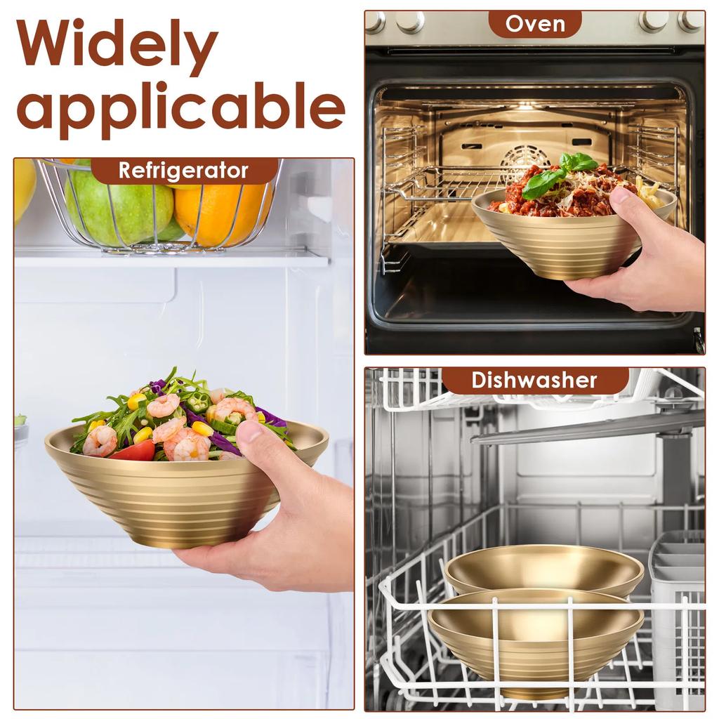 Japanische Ramen-Schüssel aus Edelstahl mit Löffel, Gabel und Essstäbchen-Set, Koreanische Kaltnudelschale, Salatschüssel, Küchengeschirr