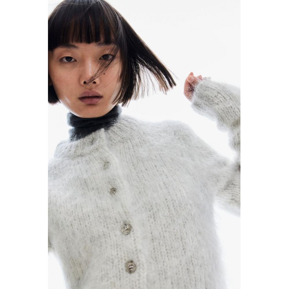 

H M MoHair Blend Cardigan ligHt Grey