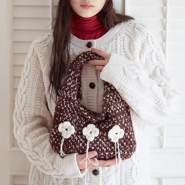 Clover Knit Bag - Brown