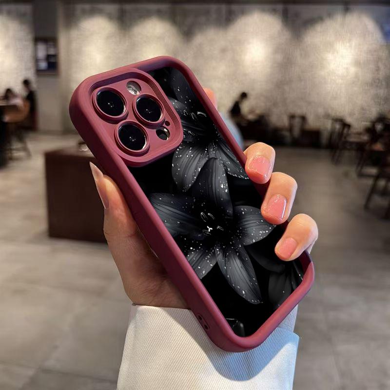 Retro Dark Floral Lily Pattern Phone Case for IPhone 17 Air 16 16E 15 14 13 12 Mini 11 Pro Max X XS XR 7 8 Plus Shockproof Cover