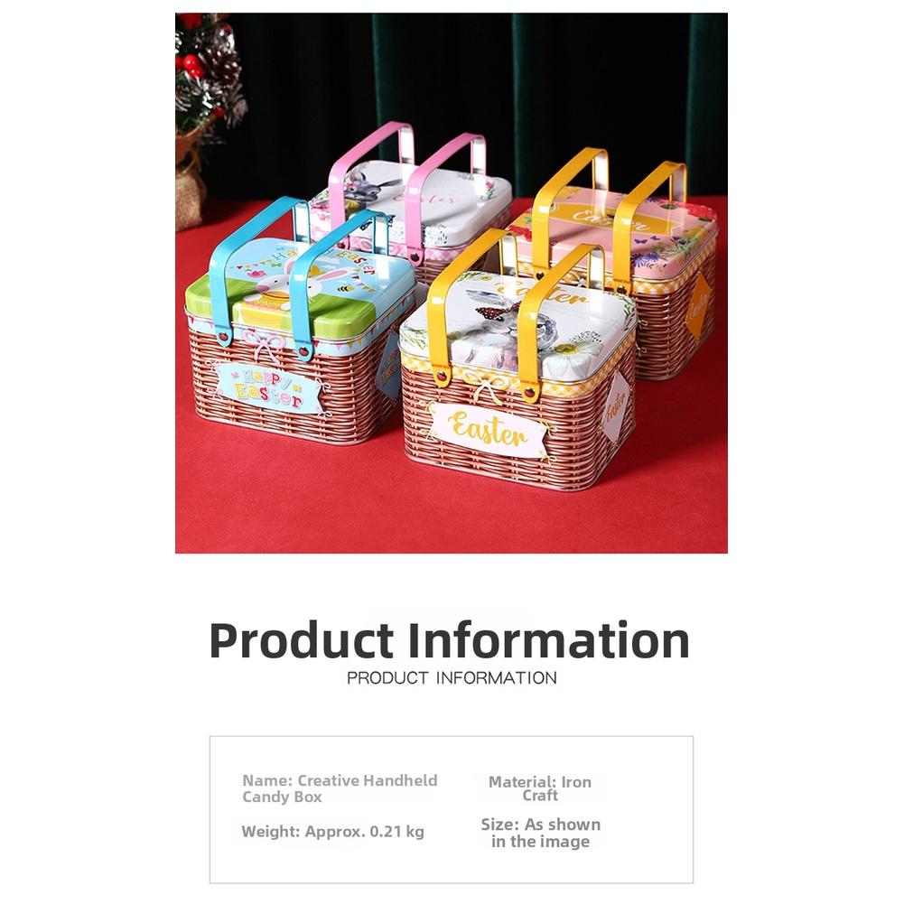 Large Cartoon Metal Tin Box with Handle for Candy For Cookies Storage and Small Items with Moisture Resistant Lid