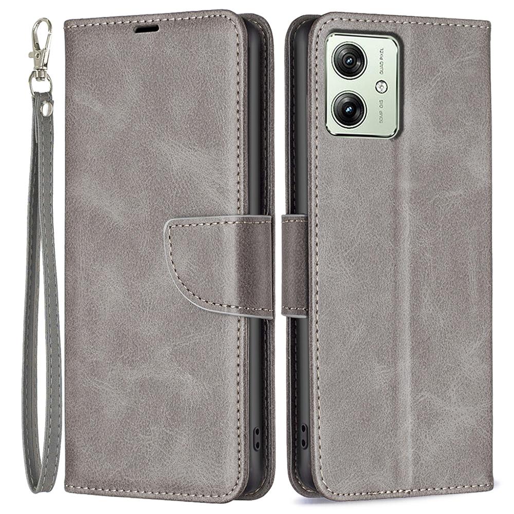 

Для Motorola Moto G54 5G Чохол Текстурована PU шкіра Гаманець Підставка Відкидна кришка для телефону Grey