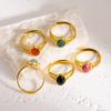 CARLIDANA Ethnic Style Multi-Layered Stainless Steel Ring Versatile High-End Jewelry Gold Plated Colorful Natural Stone Women