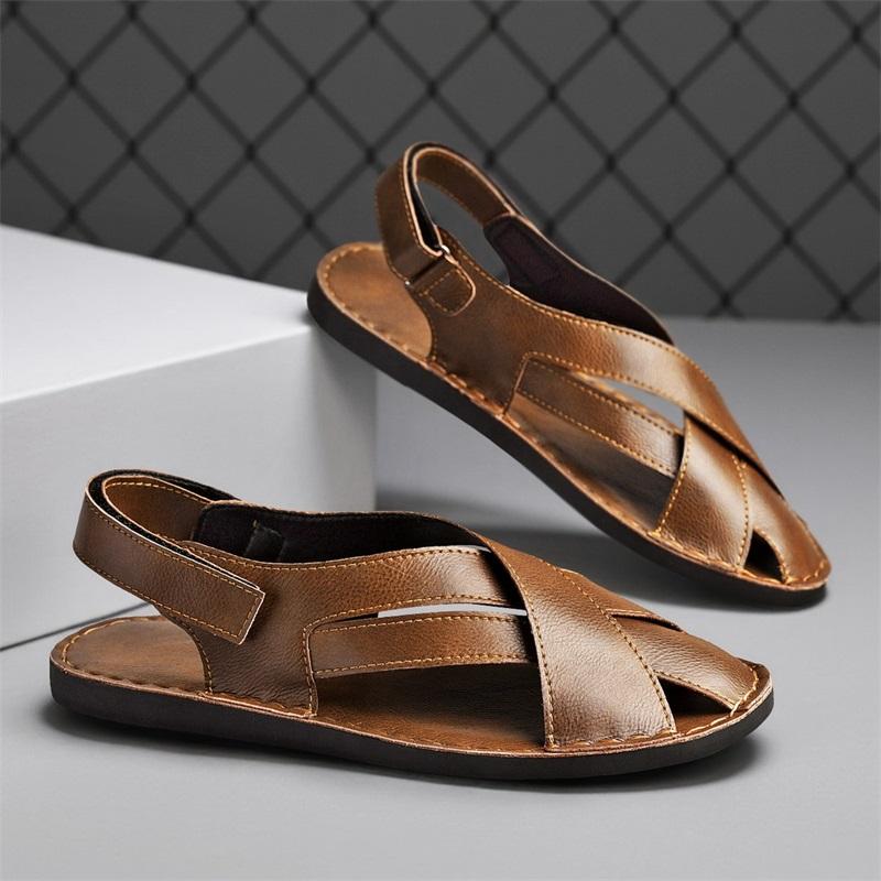 TUINANLE Herren Sommer Slip-On Sandalen: Rutschfest, Weich, Stilvoll, Lässig, Große Größen, Ledersandalen