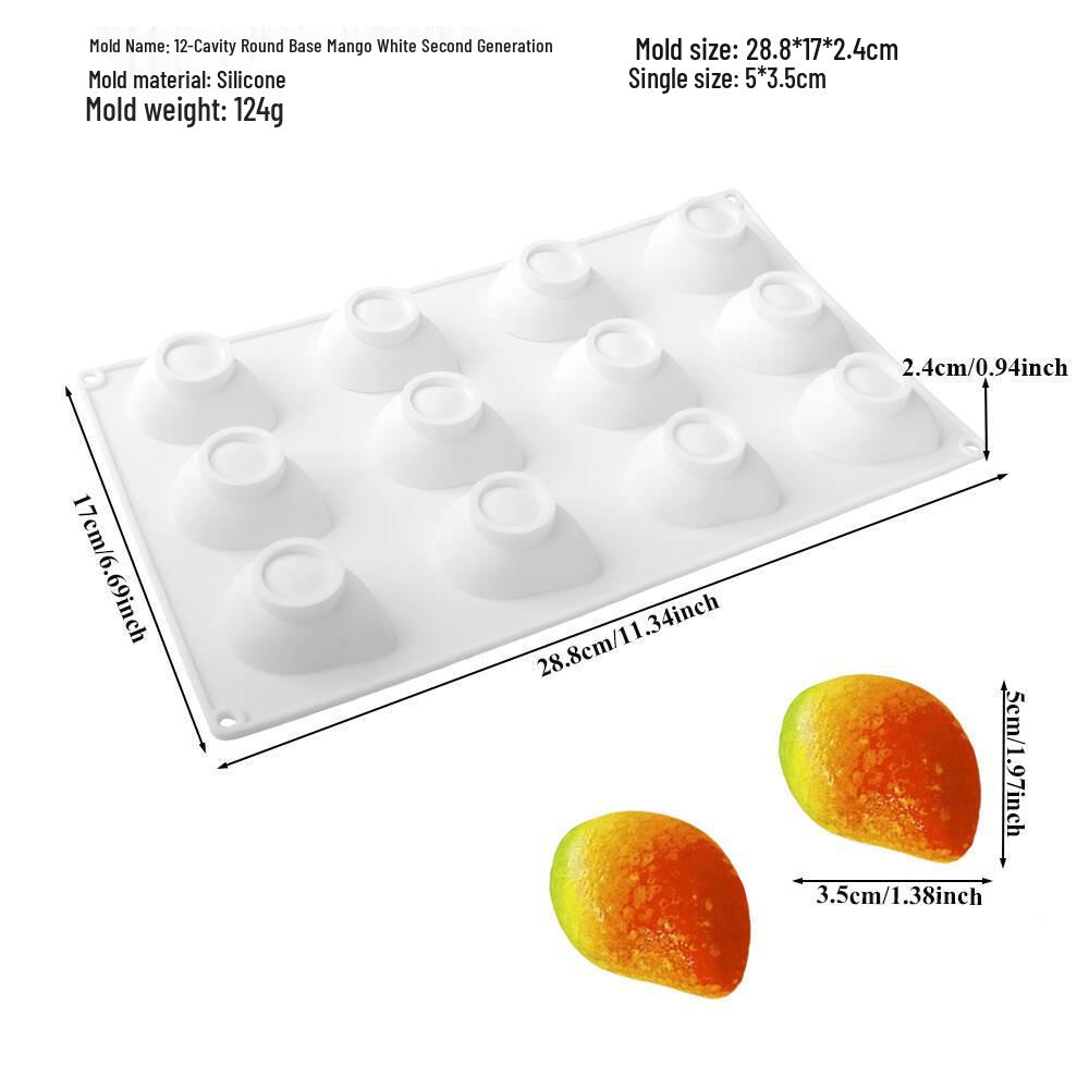 3D Frugt Mousse Silikone Kageforme: Pære, Æble, Ananas, Fersken, Durian, Hindbær.