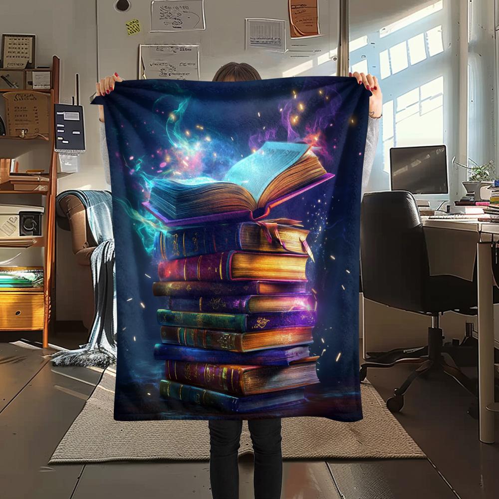 Magic Books  Print Flannel Blanket, High Quality Comfortable for All Seasons, Home Decor, Warmth and Comfort