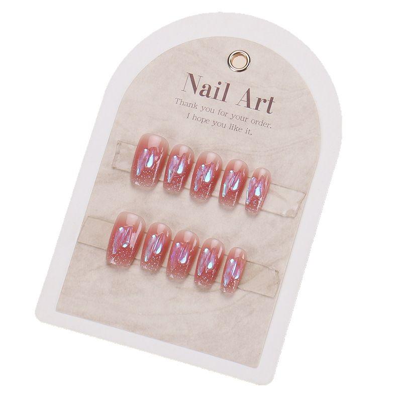 Aurora Crushed Diamond Press-On-Nägel: Mittel-Lange Reine Begierde Nagelkunst Patches