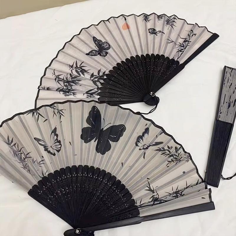 Chinese Folding Fan Hand Fan Decorative Dance Fans with Tassels Wedding Hand Fans Portable Bamboo Fans Wedding Gift for Guests