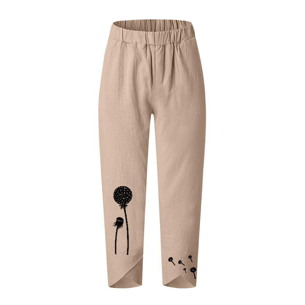 Mujeres señora flores casuales estampado elástico faja cintura pantalones  de pierna ancha pantalones comprar a buen precio — entrega gratuita,  reseñas reales con fotos — Joom