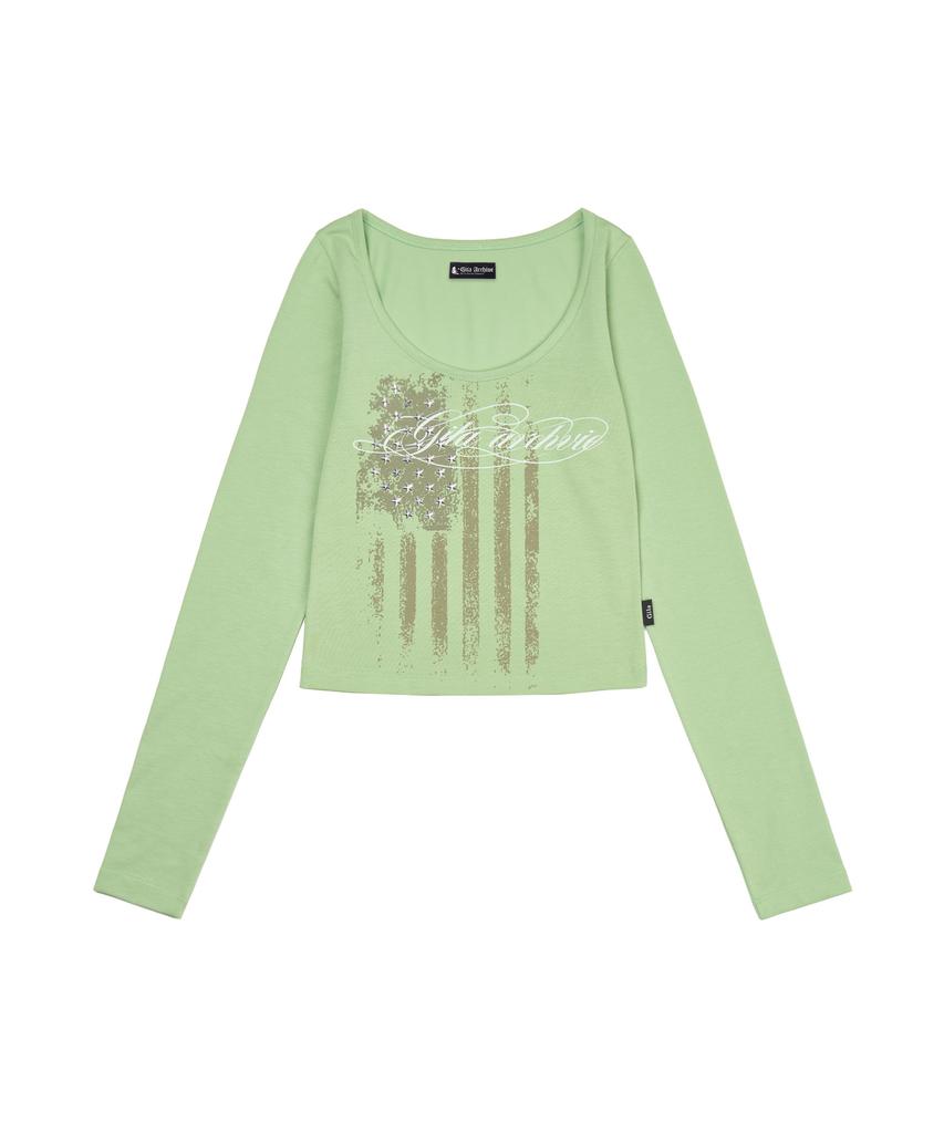 GILAARCHIVE Usa Star Crop Long Sleeve_Sage Green