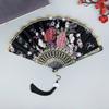 Chinese Style Vintage Silk Folding Fan Art Crafts Gift Home Decoration Dance Hand Fan Handmade Room Decorative Fan