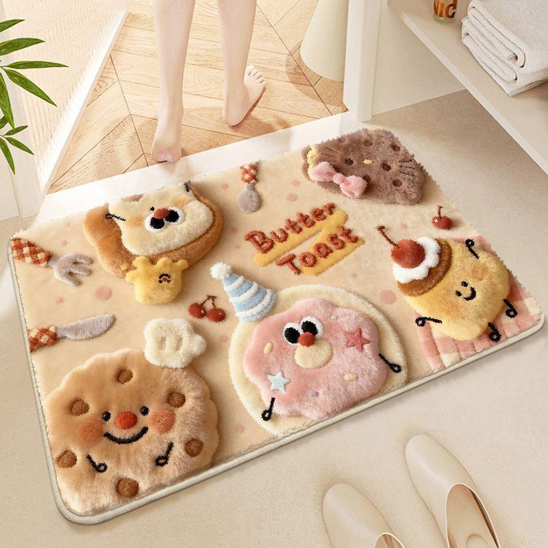 Cartoon Animation Imitation Plush Diatom Mud Floor Mat Non-slip Absorbent Bathroom Decorative Floor Mat Toilet Cooling Mat
