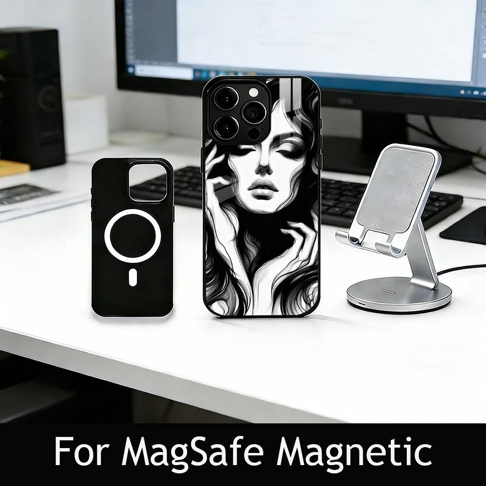 Line art Phone Case For iPhone17,16,15,14,13,12,11 Plus,Pro Magnetic For Magsafe Wireless Charging