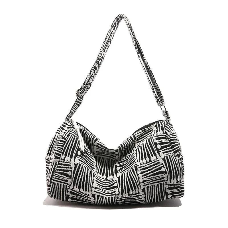 

Сетчатая сумка на молнии большой вместимости для женщин, сумка-тоут в стиле ленивой, новая универсальная холщовая сумка через плечо