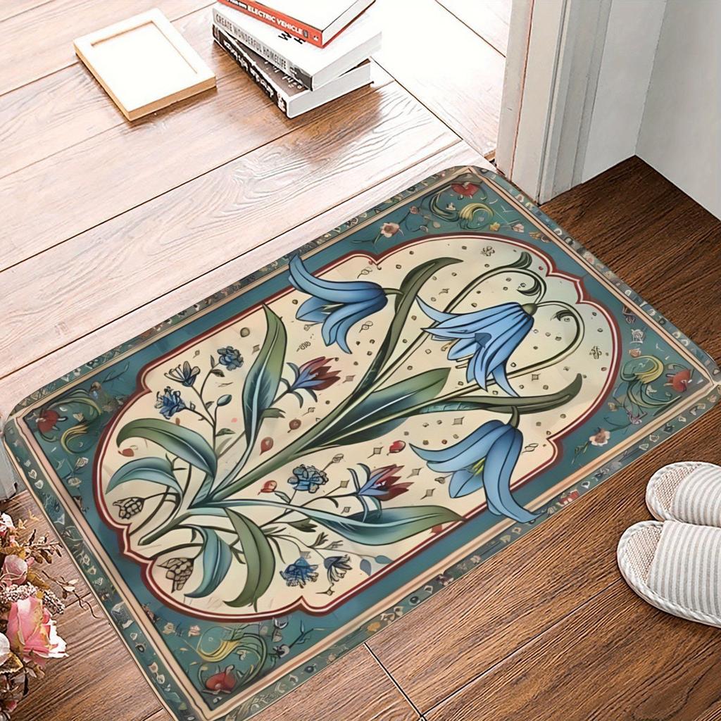 1PC Rainbow Gradient Roses Kitchen Rug Non-Slip Door Mat Pop Design Bathroom Rug Bath Mat Carpet for Home Sink Laundry Decor