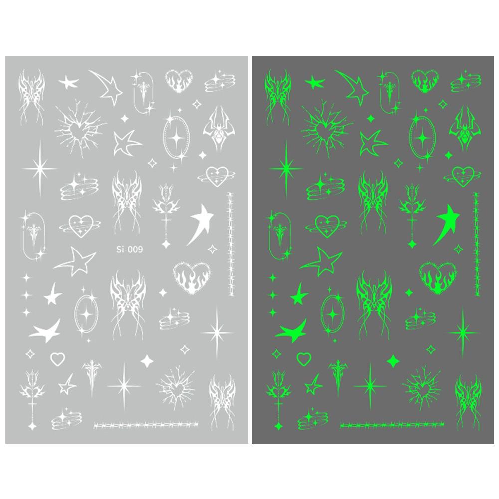 2026 Luminous Green & Blue Nail Stickers for Professional Salons - White-Enhancing Style