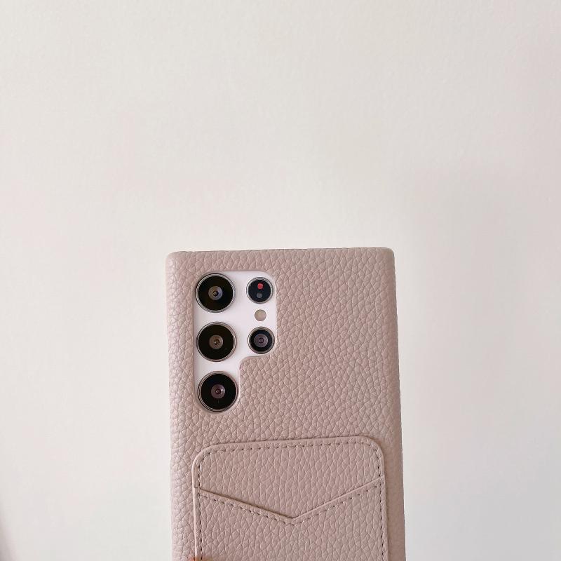 Luxury Solid Color Wallet Card Slot Hard PC Shockproof Phone Case For Samsung S25 Ultra Edge S23 S22 S24 Ultra Plus Bumper Cover