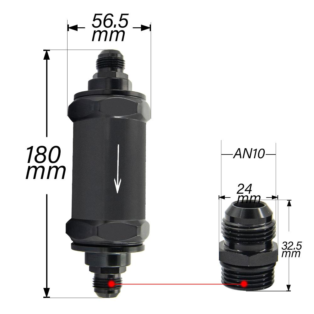 Inline Fuel Filter E85 Ethanol AN6 / AN8 / AN10 With 100 Micron Stainless Steel Element 6AN 8AN 10AN