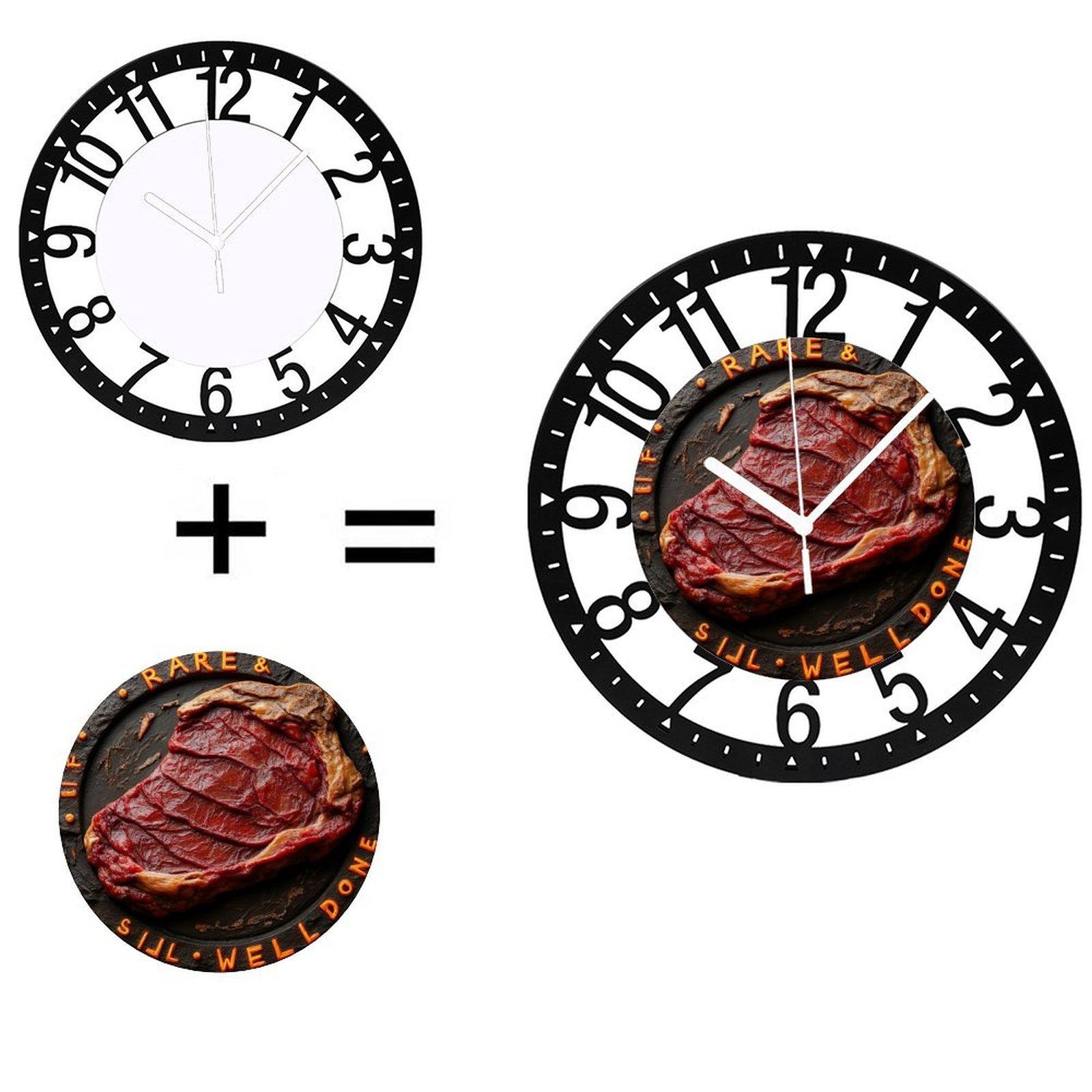 Vintage Industrial 25cm Circular Iron Wall Clock Easy to Hang (Black,10 inch(25.40cm)) чёрный