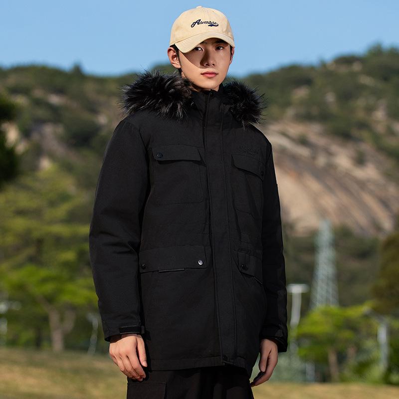 

Пуховики мужские и женские с одинаковым капюшоном, утолщенные, средней и длинной длины, чтобы сохранить тепло 3XL чёрный