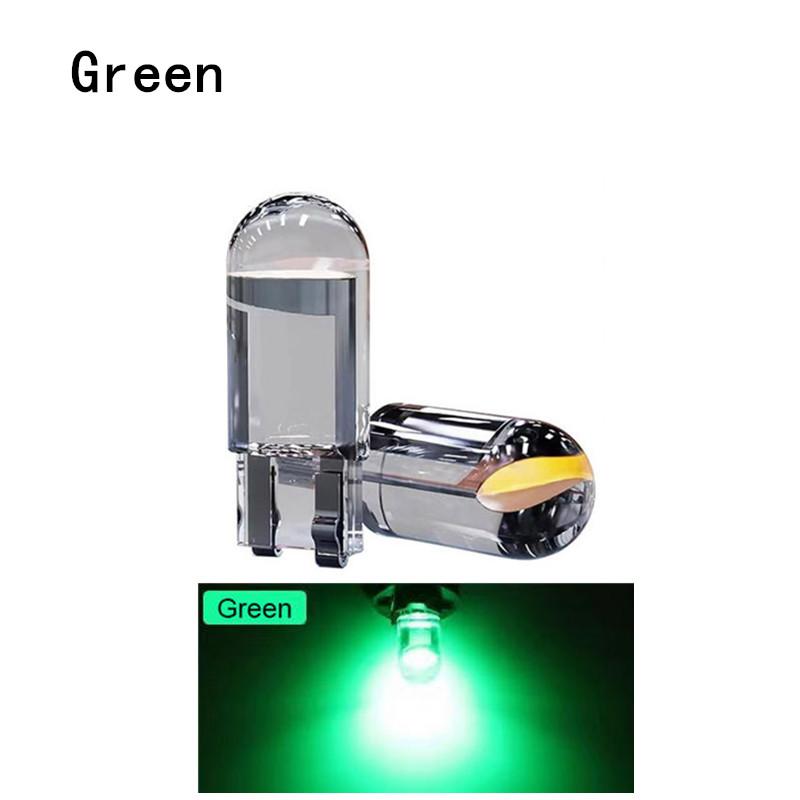 

10/20/50PCS 12V W5W LED T10 Car Lights COB Glass Interior Parts Bulbs White Yellow Auto License Plate Lamp Dome Read Light 10PCS зелений