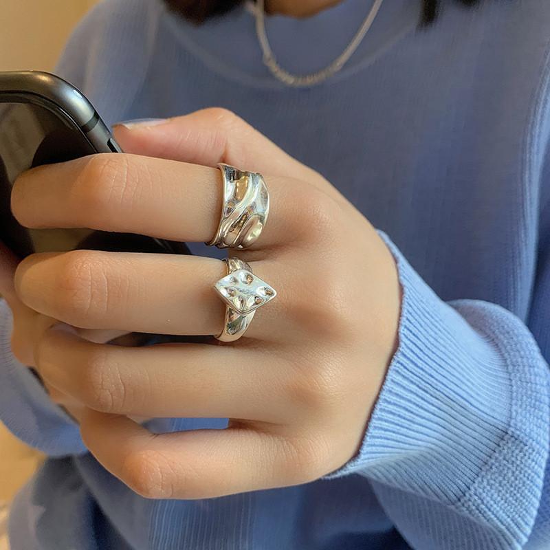 Eleganter 925 Sterling Silber Unregelmäßig Diamantförmiger Ring Für Damen Modeschmuck