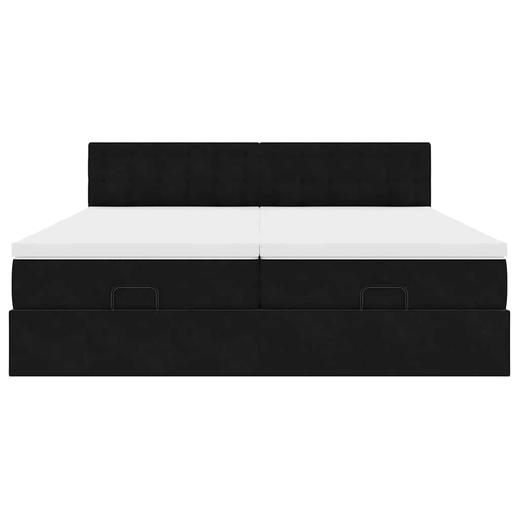 Ottoman Bed with Mattresses & LEDs Black 200x200 cm Velvet