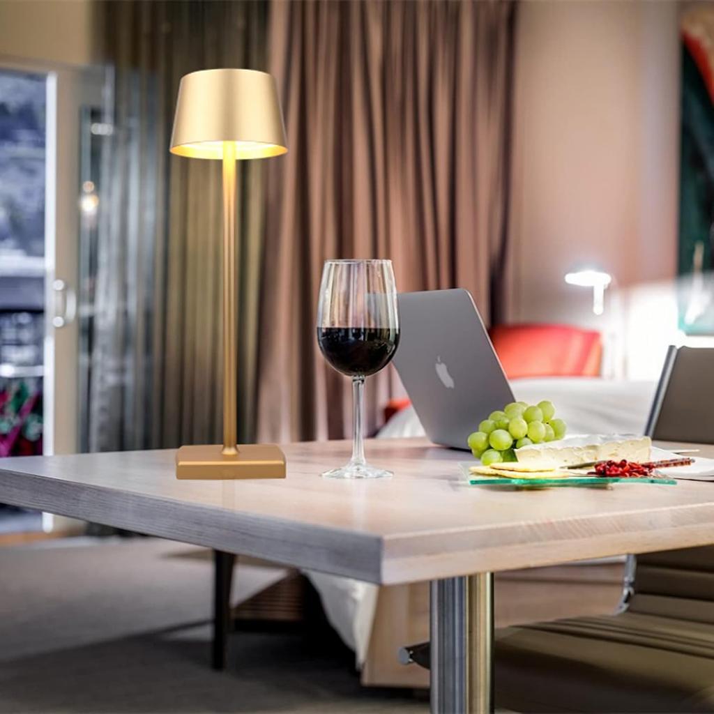 Rechargeable led Cordless Table lamp,Aluminum, dimmable, Suitable for Indoor and Outdoor Lighting Gold