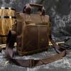 Men'S Leather Handbag Vertical Crazy Horse Leather A4 Briefcase Casual Bag Business Messenger Bag Retro Shoulder Bag