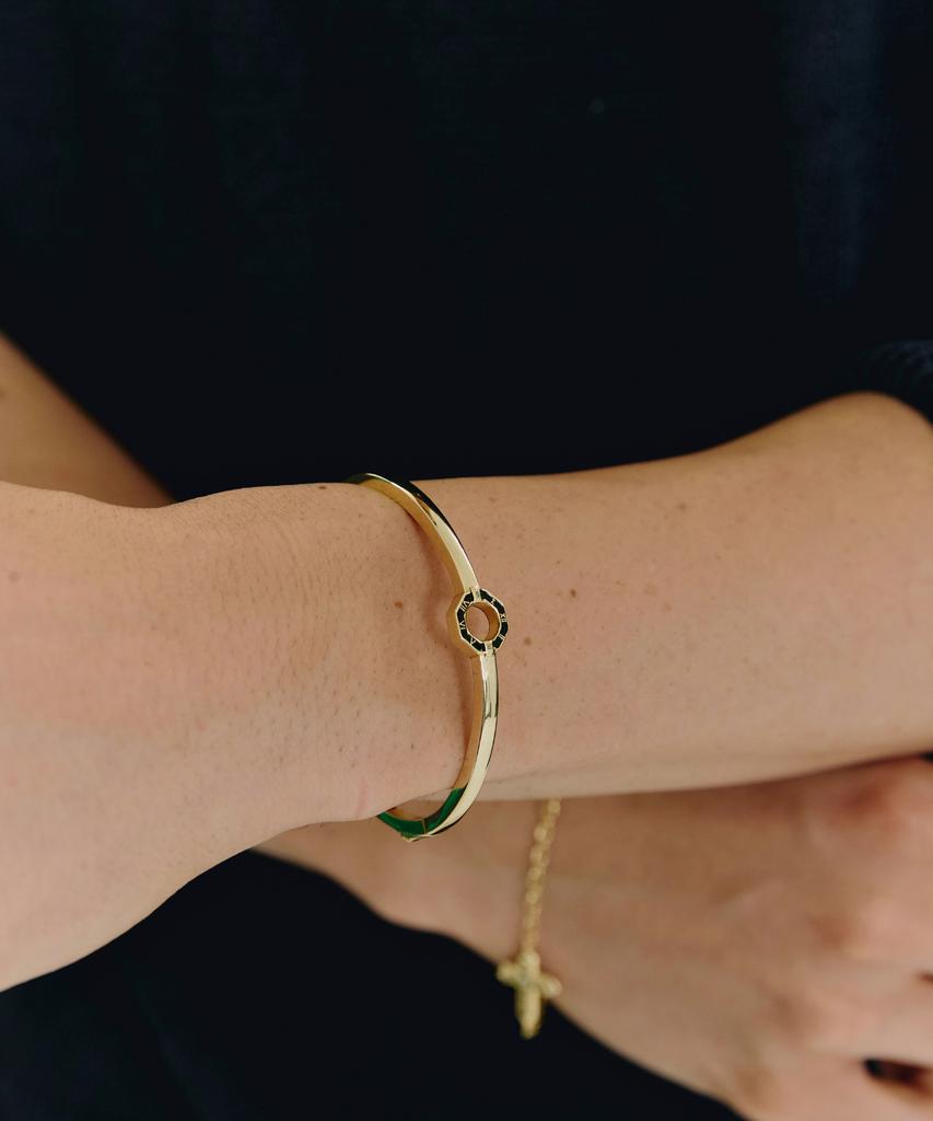 Gaman Unisex Gold Clock Tempus Bangle Bracelet