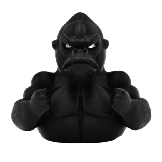 Black Gorilla Duck Figurine 3D Printed Muscle Orangutan Duck Statue Animal Sculpture Home Office Desktop Car Dashboard Decoration Ornament