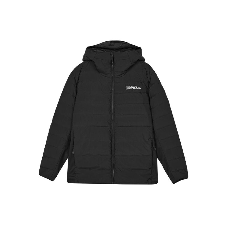 Skechers Stroll Series Solid Color Casual Hooded Long Sleeve Down Jacket Men Outerwear Midnight-Black L423M149-03B6 S
