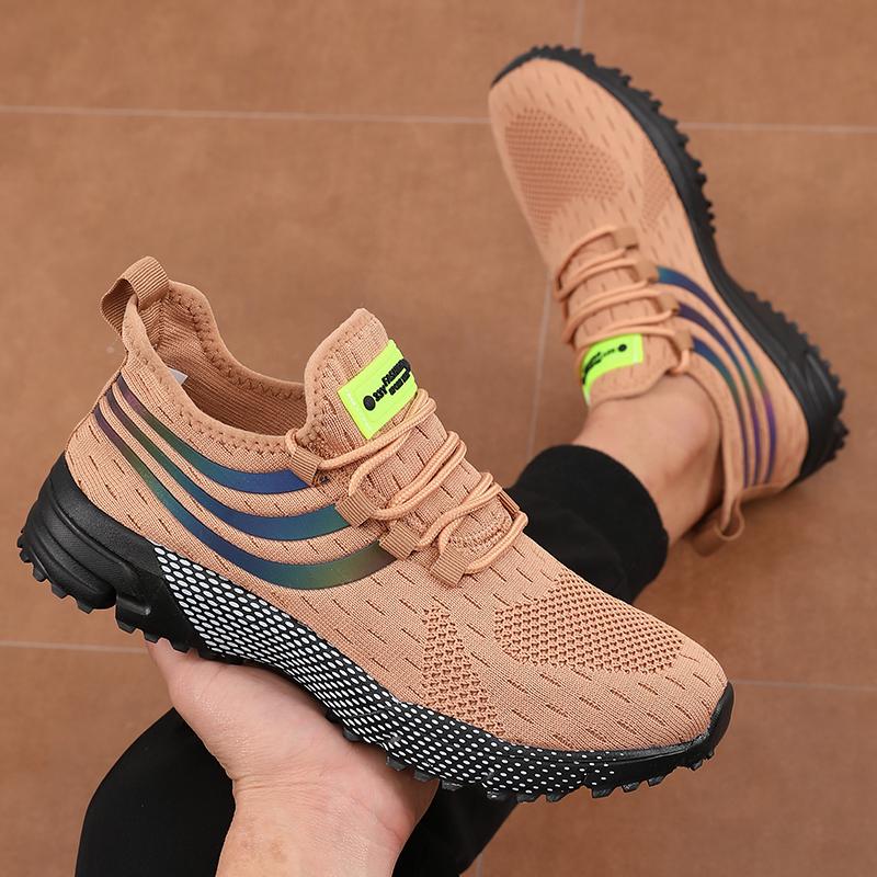 Men's Running Shoes Woven Mesh Breathable Shoes Summer New Sports Leisure Shoes Lightweight Comfortable Non Slip Travel Shoes