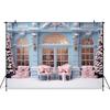 Mocsicka Christmas Backdrop Photography House Pink Bow Xmas Tree Snow Decorations Family Party Child Photo Backgrounds Wallpaper166