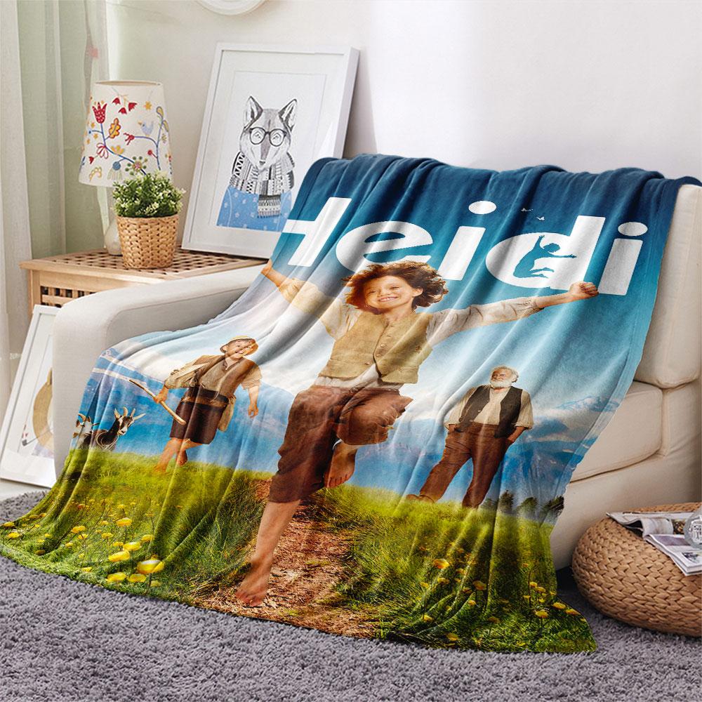 Heidi Art Printed Flannel Blanket, soft throw for bedroom sofa, washable, fan merchandise, great gift.