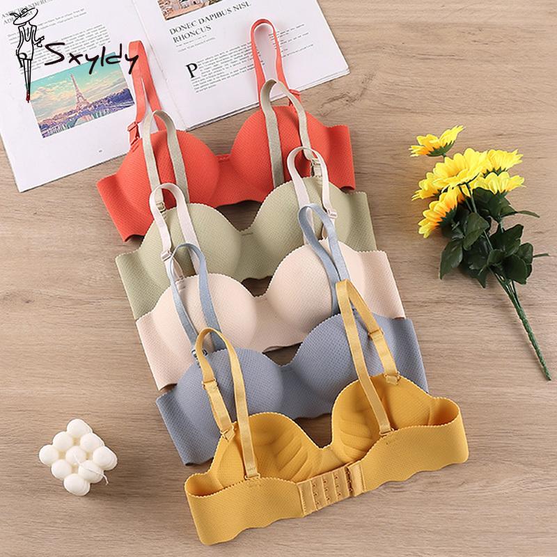 Sujetador Transpirable para Mujer Verano Sujetador Sin Costuras Lencería Femenina Sexy Color Sólido Push Up Ropa Interior Bralette