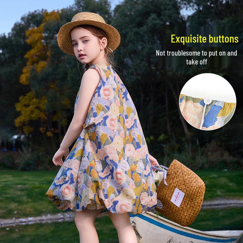 ASK JUNIOR Girls' Floral Sleeveless Dress
