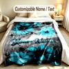 Floral Garden Theme Soft Blanket Personalized Custom Name Text Print Warm Blanket Home Sofa Bedroom Decor
