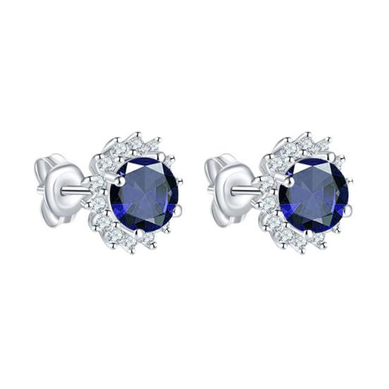 1 Pair Stud Earrings Sunflower Shape Cubic Zirconia Inlaid Ear Studs Women Geometric Earrings