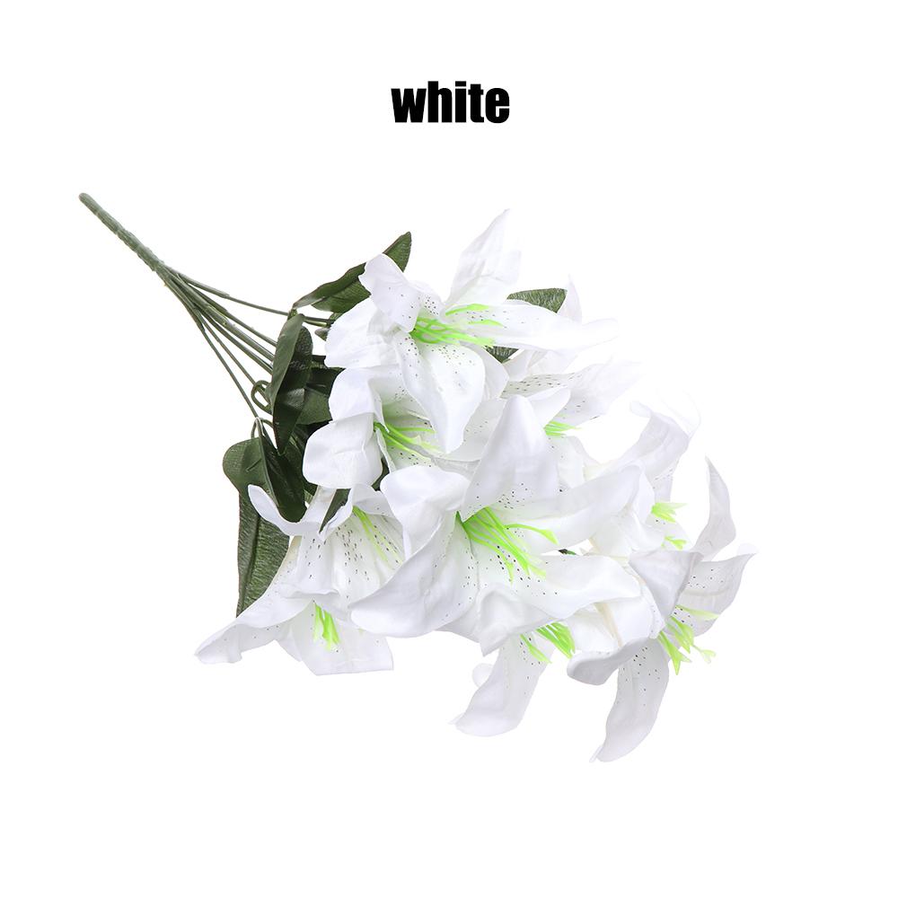 10 Heads Artificial Silk Lilies Flowers European Multicolor Fake Bridal Flower Bouquet Wedding Home Party Decoration Flowers