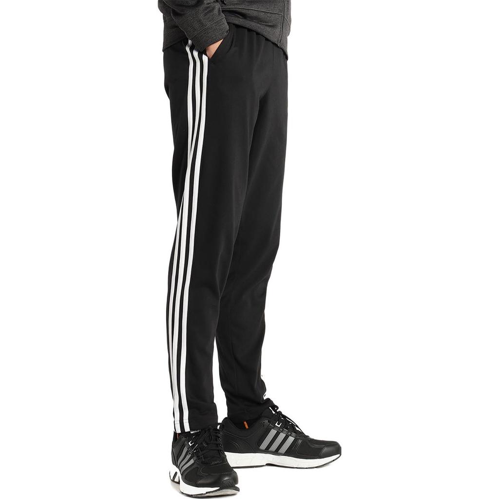 adidas Calças de Moletom Listradas com Estampa de Logo e Cintura Elástica Calças Masculinas Preto BK7414