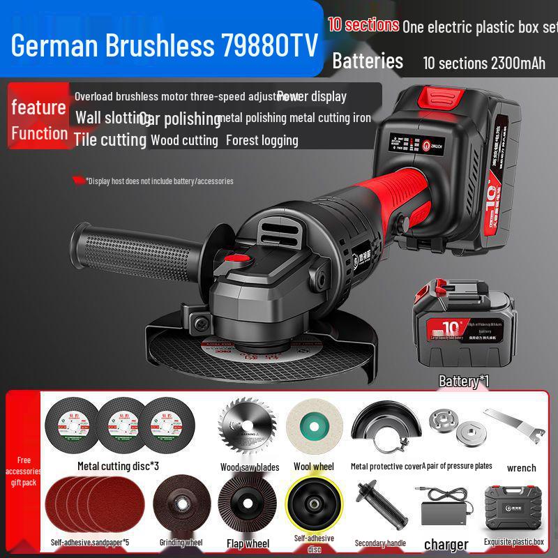 Brushless Cordless Lithium Battery Angle Grinder & Polisher - Multifunctional Cutting & Polishing Machine