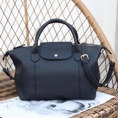 New Style Genuine Cowhide Leather Women's Large Capacity Hand-Held Boston Bag