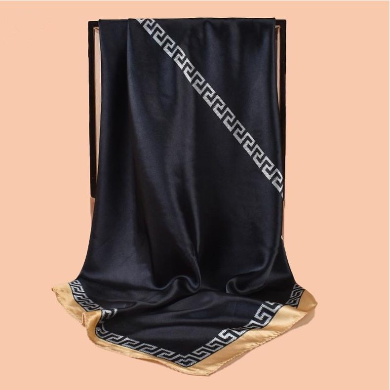 High Quality Silk Scarf Women Print Hair Neck Square Office Ladies Shawl Bandanna Muslim Hijab Handkerchief Muffler Foulard 90CM