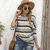 Oversize Women Loose Stripe Sweatshirt Sweater Round Neck Tshirt