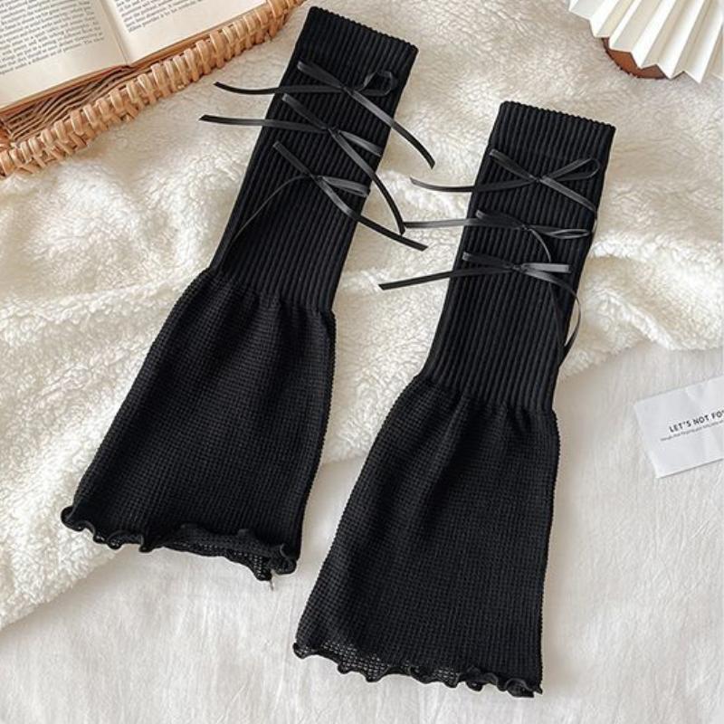 Women's White Slouchy Leg Warmers Summer Thin Socks Y2K Spice Girl JK Style Sweet and Lovely with Bowknot for Matching with Oxford Shoes